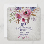 Elégante carte RSVP Fleurs d'aquarelle de mariage (Dos)