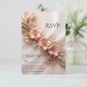 Elégante carte RSVP Florale de Pêche Orange (Debout devant)