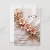 Elégante carte RSVP Florale de Pêche Orange (Devant)