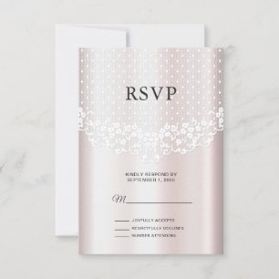 Elégante carte RSVP florale dentelle blanche