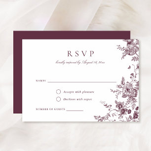 Elégante carte RSVP florale Merlot Bourgogne
