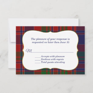 Elégante carte RSVP MacDonald Tartan Plaid
