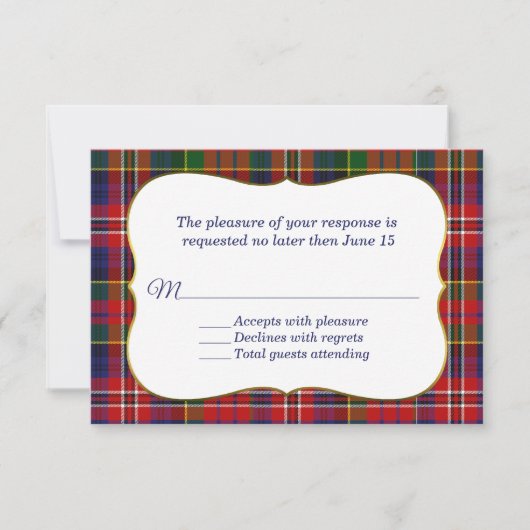 Elégante carte RSVP MacPherson Tartan Plaid (Devant)