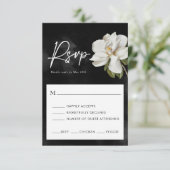 Elégante carte RSVP Magnolia blanche (Debout devant)