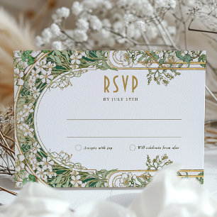 Elégante carte RSVP Mariage Art Nouveau