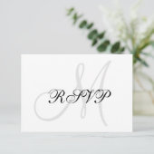 Elégante carte RSVP mariage avec Monogramme (Debout devant)
