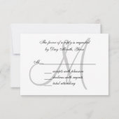 Elégante carte RSVP mariage avec Monogramme (Dos)