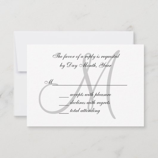 Elégante carte RSVP mariage avec Monogramme (Dos)