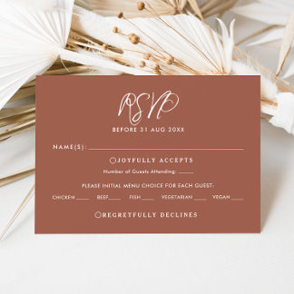 Elégante carte RSVP Mariage de automne de script e
