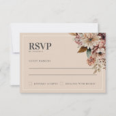 Elégante carte RSVP Mariage de automne Floral Aqua (Devant)