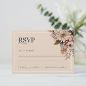 Elégante carte RSVP Mariage de automne Floral Aqua (Debout devant)