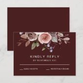 Elégante carte RSVP Mariage de automne floral bord (Devant / Derrière)