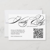 Elégante carte RSVP Mariage de calligraphie QR Cod (Devant)