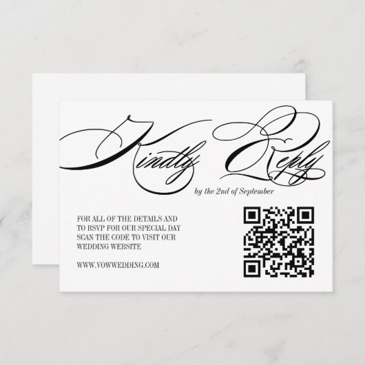 Elégante carte RSVP Mariage de calligraphie QR Cod (Devant / Derrière)