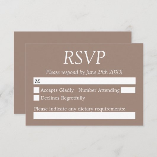 Elégante carte RSVP mariage élégant (Devant / Derrière)