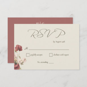 Elégante carte RSVP mariage Fleur sauvage Watercol