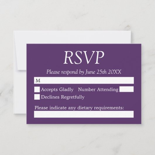 Elégante carte RSVP mariage foncé violet (Devant)