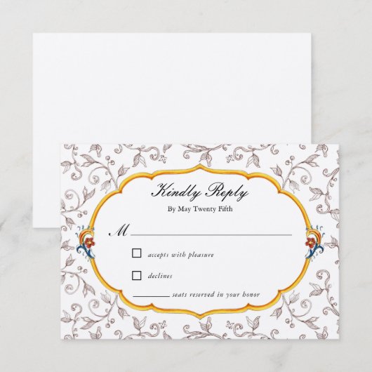 Elégante carte RSVP Mariage Italien (Devant / Derrière)