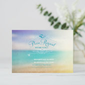 Elégante carte RSVP mariage plage (Debout devant)