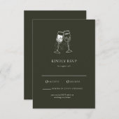 Elégante carte RSVP mariage vert en bois d'olive (Devant / Derrière)