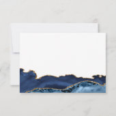 Elégante carte RSVP Marine Blue Gold Agate Wedding (Dos)