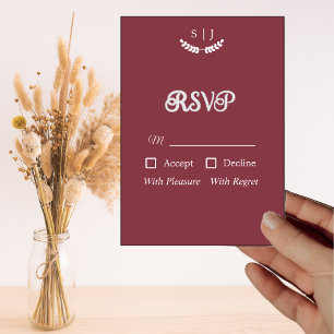 Elégante carte RSVP Monogram Dark Red Jewel