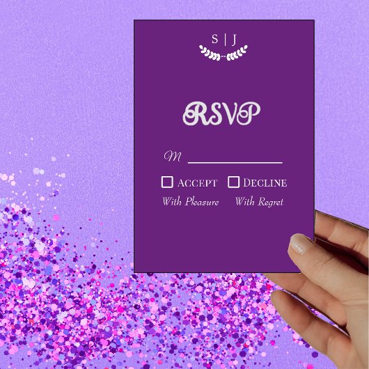 Élégante carte RSVP Monogram Purple Jewel Tone