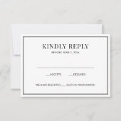 Elégante carte RSVP noir et blanc (Devant)