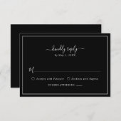 Elégante carte RSVP noire (Devant / Derrière)