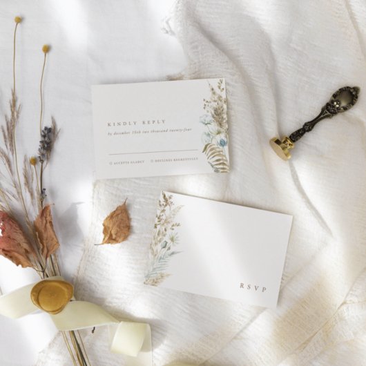 Elégante carte RSVP Pampas Grass Fleurs aquarelles