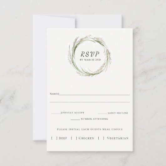 Elégante carte RSVP Pampas Grass Wreath Wedding (Devant)