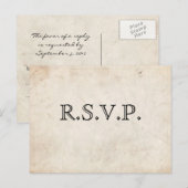 Elégante carte RSVP Parchemin Noir (Devant / Derrière)