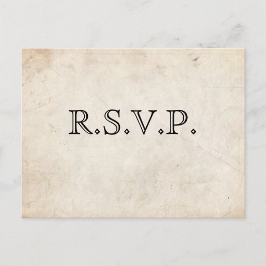 Elégante carte RSVP Parchemin Noir (Devant)