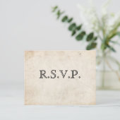 Elégante carte RSVP Parchemin Noir (Debout devant)