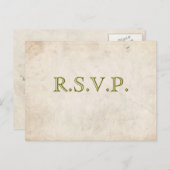 Elégante carte RSVP Parchment Vert (Devant / Derrière)