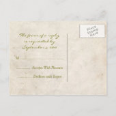 Elégante carte RSVP Parchment Vert (Dos)