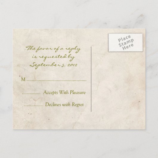 Elégante carte RSVP Parchment Vert (Dos)