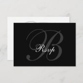 Elégante carte RSVP pour gris noir Mariage (Devant / Derrière)
