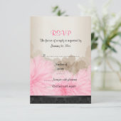 Elégante carte RSVP rose et noire Floral Chic (Debout devant)