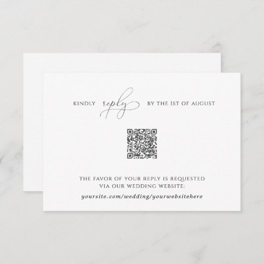 Élégante carte Rsvp simple avec code QR (Devant / Derrière)