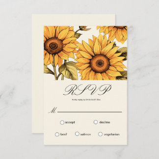 Elégante carte RSVP Sunflower simple