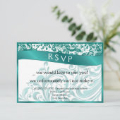 Elégante carte RSVP Swirl 3.5x5 - Turquoise (Debout devant)