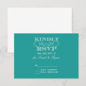 Elégante carte RSVP Turquoise (Devant / Derrière)