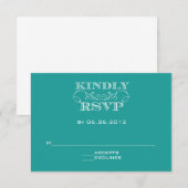 Elégante carte RSVP Turquoise (Devant / Derrière)