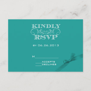 Elégante carte RSVP Turquoise avec ruban