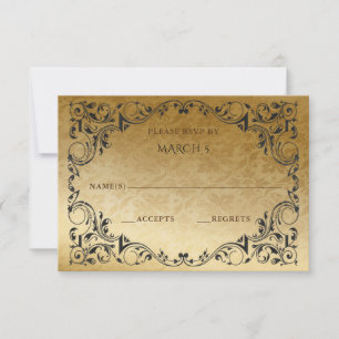 Elégante carte Vintage Black Gold RSVP