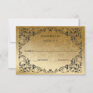 Elégante carte Vintage Black Gold RSVP