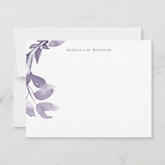 Élégante Cartes de notes simples pourpre vert (Devant)