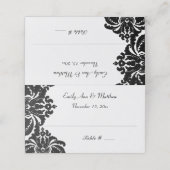 Elégante Cartes de Place Mariage damassé Noir (Extérieur déplié)