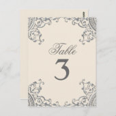 Elégante Cartes de table Mariage beige argent (Devant / Derrière)